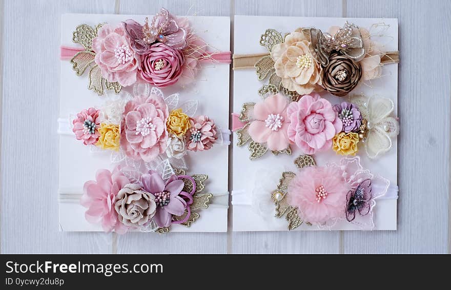 Bouquet Of Flowers Made Out Of Fabric Cloth Texture That Can Be Used As Hair Accessory, Decoration, And Embellishment