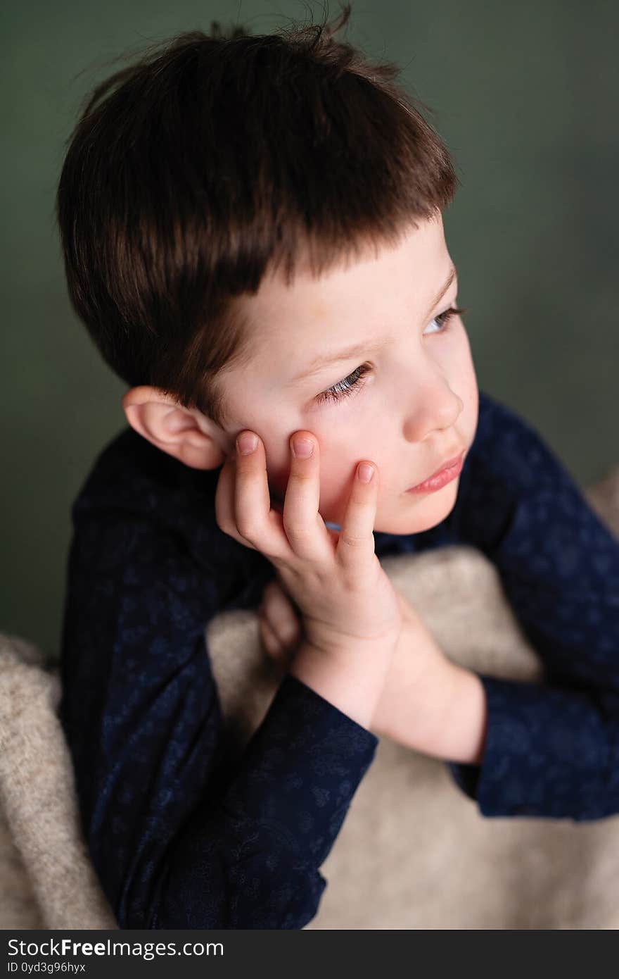 Little Boy With  Beautiful Face, Clean Skin And Full Lips