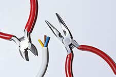 Bare Electric Wire, Wire Cutters And Plier Stock Images