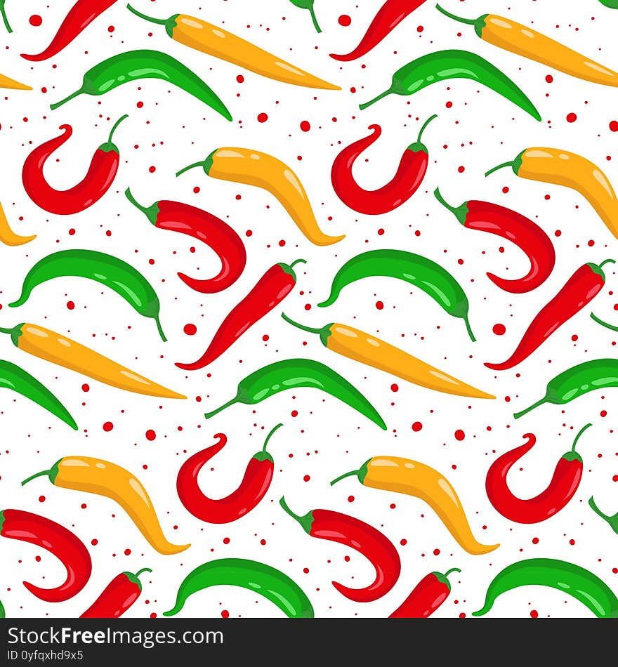 Seamless Pattern Of Chili Peppers