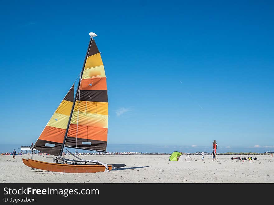 Catamaran On The North Sea Beach