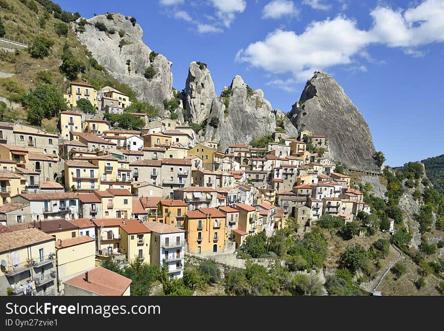 The old town of Castelmezzano, Italy.