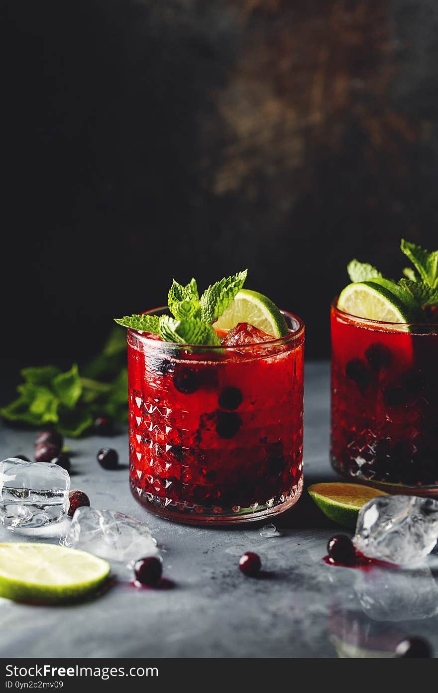 Freshmade Cocktail With Blackberry And Mint