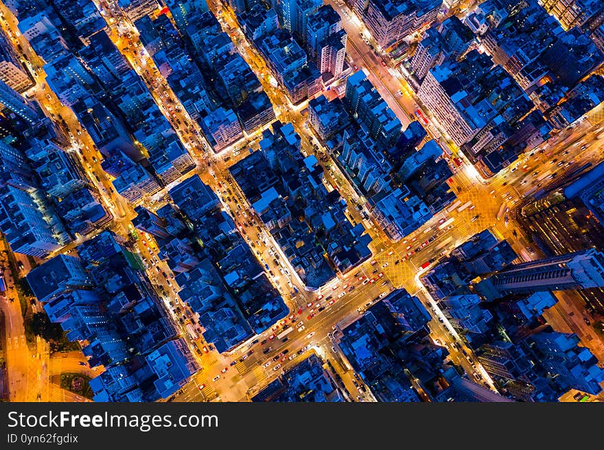 Top View Of Hong Kong City At Night