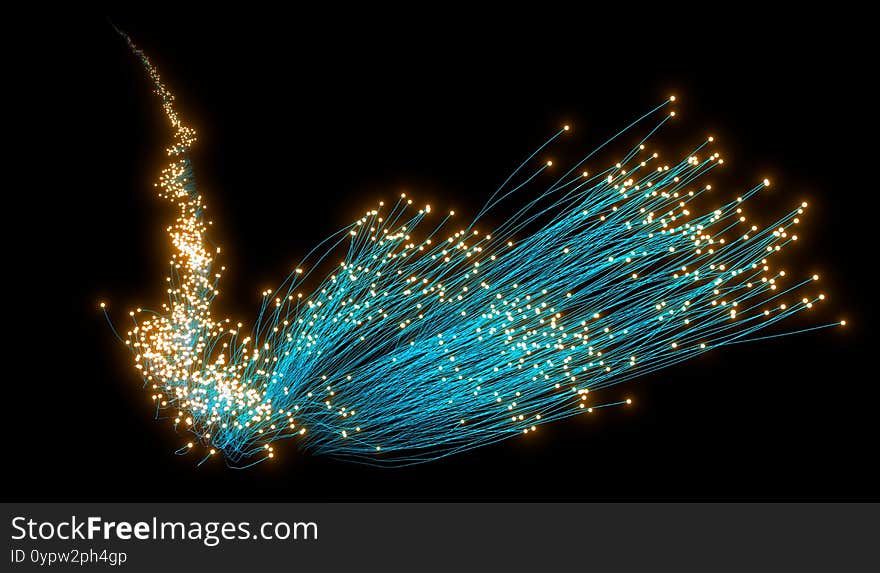 Beautiful abstract flowing traces on a black background. 3d rendering image