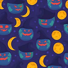 Pattern With Evil Earths And Moons Stock Images