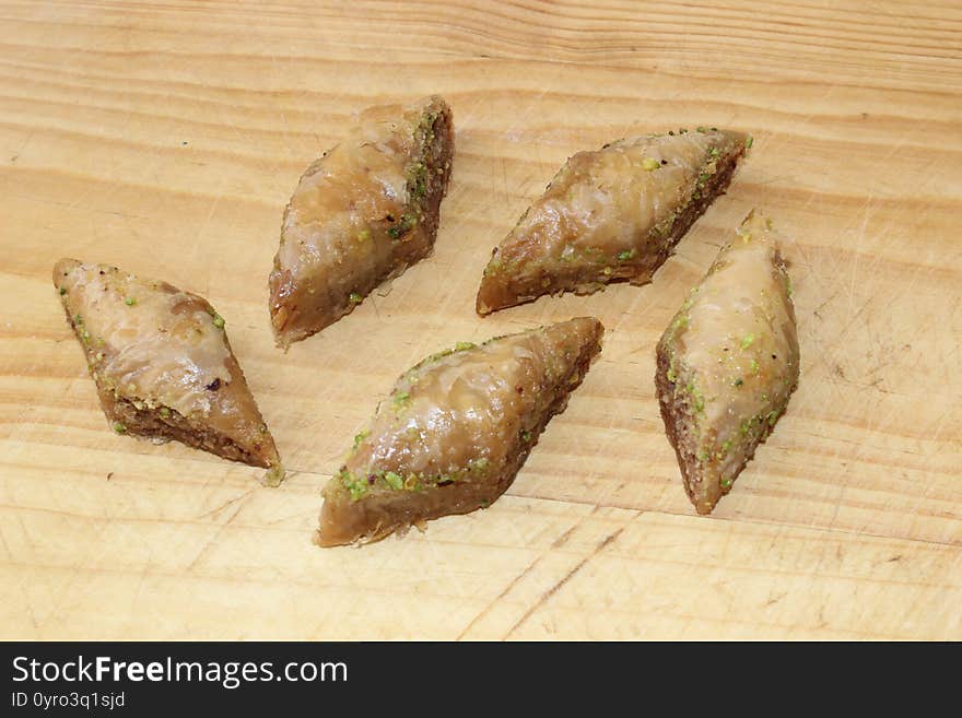 Tasty Fresh Baklava In Plate With Tea