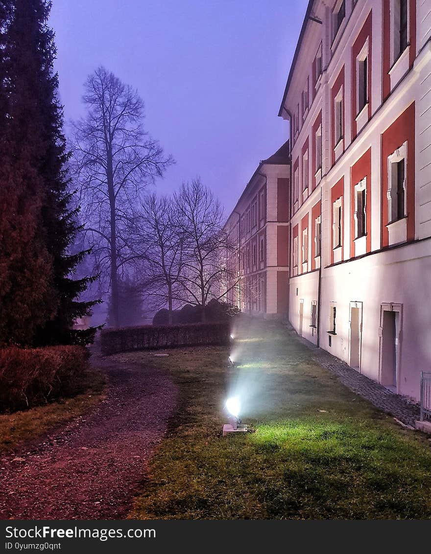 Night scene in castle Karlovy Vary