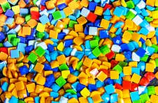 Multicolored Little Cubes Lie Together Royalty Free Stock Photography