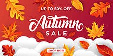 Autumn Sale Background Vector With Decorative Leaves. Autumn Sale Vector Background Illustration. Abstract Autumn Sale Background Royalty Free Stock Images