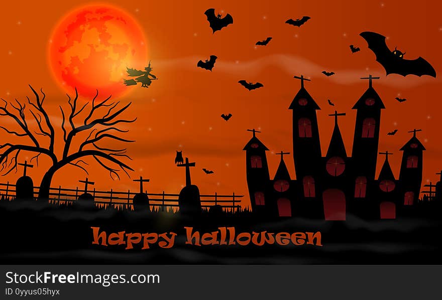 Happy Halloween Fullmoon Banner card design