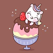 Cute Unicorn Cartoon Sweet Dessert Yummy Ice Cream Pony Child Vector Royalty Free Stock Photos