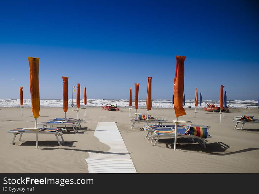 Autumn view of the beach of Viareggio Tuscany Italy. Autumn view of the beach of Viareggio Tuscany Italy