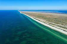 Aerial Panorama Of The Sea Paradise Of Dzharylhach Island In The Black Sea Royalty Free Stock Photo