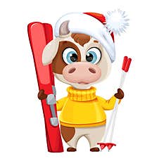 Cute Bull Cartoon Character. Chinese New Year 2021 Stock Photos