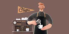 Coffee Shop 3D Illustartion Royalty Free Stock Photo