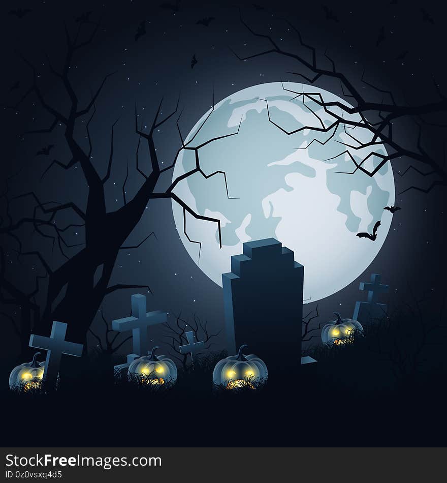 Halloween dark scary night vector background