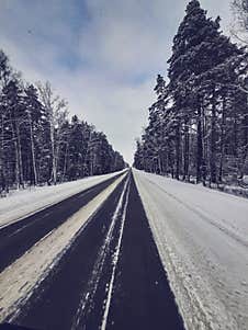 Truck Winter Road Sweden Stock Image