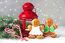 Christmas Gingerbread  Cookies With Holiday Decoration Royalty Free Stock Image