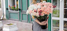 Floristry Concept. Bouquet Of Beautiful Flowers. Spring Colors. The Work Of The Florist At A Flower Shop Royalty Free Stock Photography