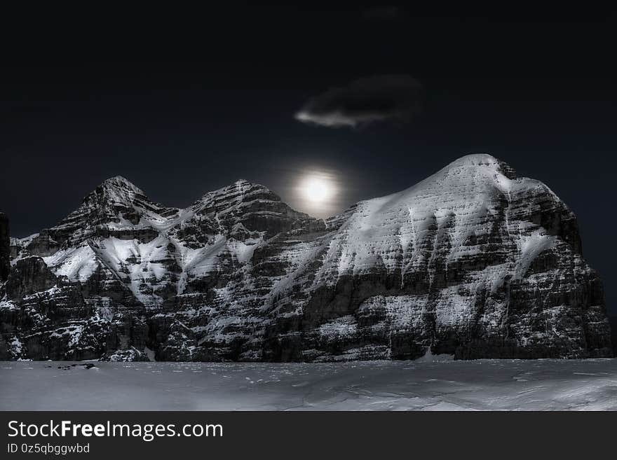 A mountain view taken at night