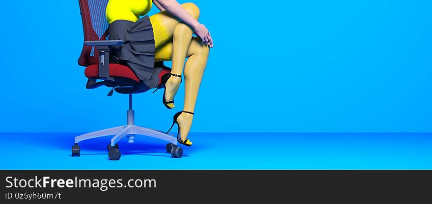 Woman sitting on office chair