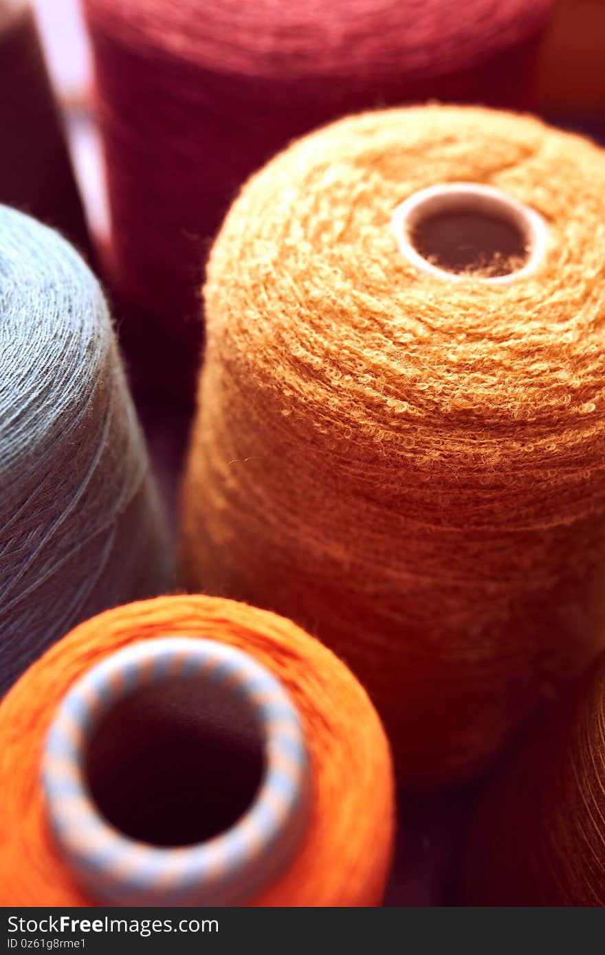 Composition of colorful vibrant wool threads