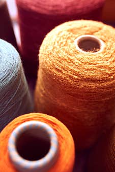 Composition Of Colorful Vibrant Wool Threads Stock Images