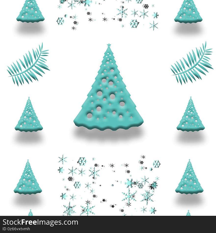 Christmas tree seamless pattern. Seamless pattern with turquoise blue gift boxes, snowflakes in 3D render. Print, wrapping package gift box. Christmas tree seamless pattern. Seamless pattern with turquoise blue gift boxes, snowflakes in 3D render. Print, wrapping package gift box