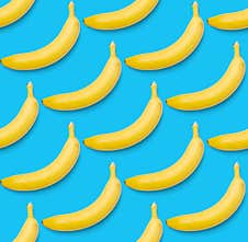 Bananas Seamless Pattern. Pop Art Bananas Pattern. Tropical Abstract Background With Banana. Colorful Fruit Pattern Of Yellow Stock Images