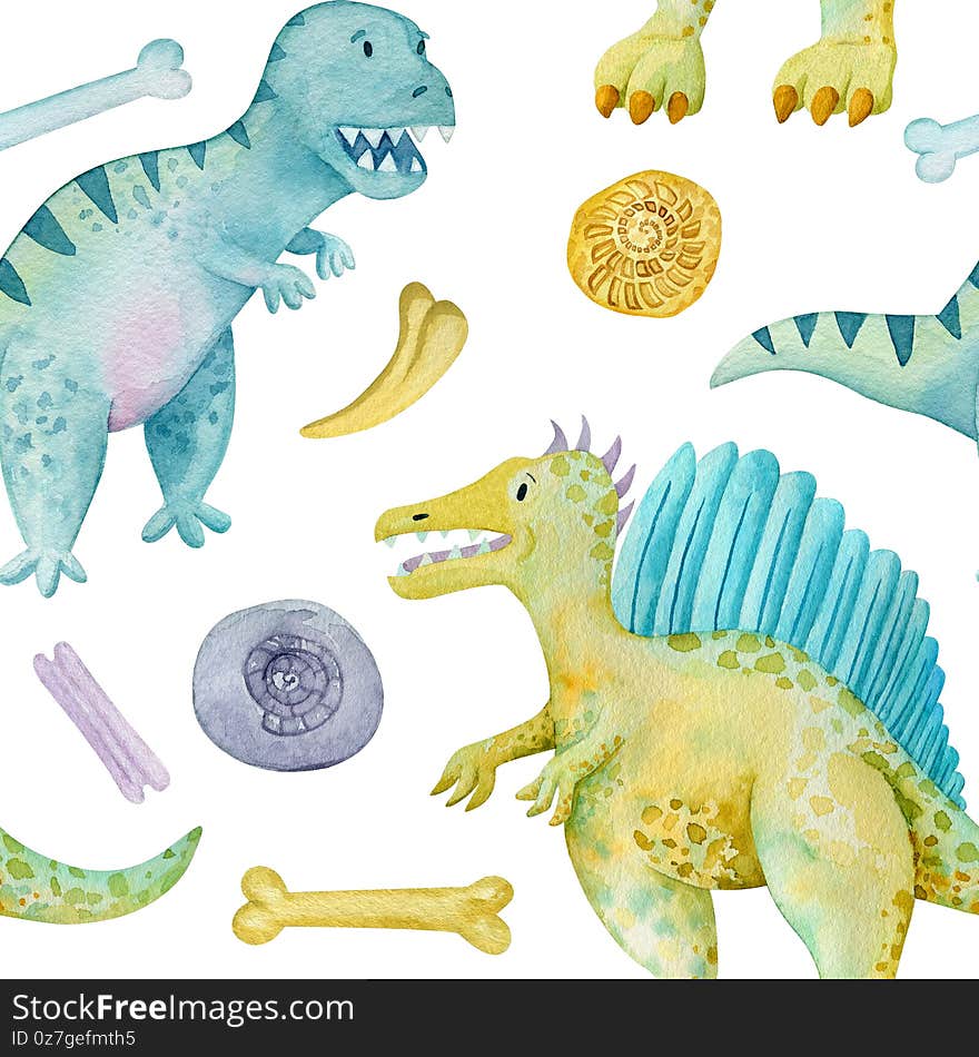 Dino endless background. Cute pattern for children textile. Dino endless background. Cute pattern for children textile