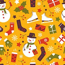 Merry Christmas Flat Vector Pattern Stock Image