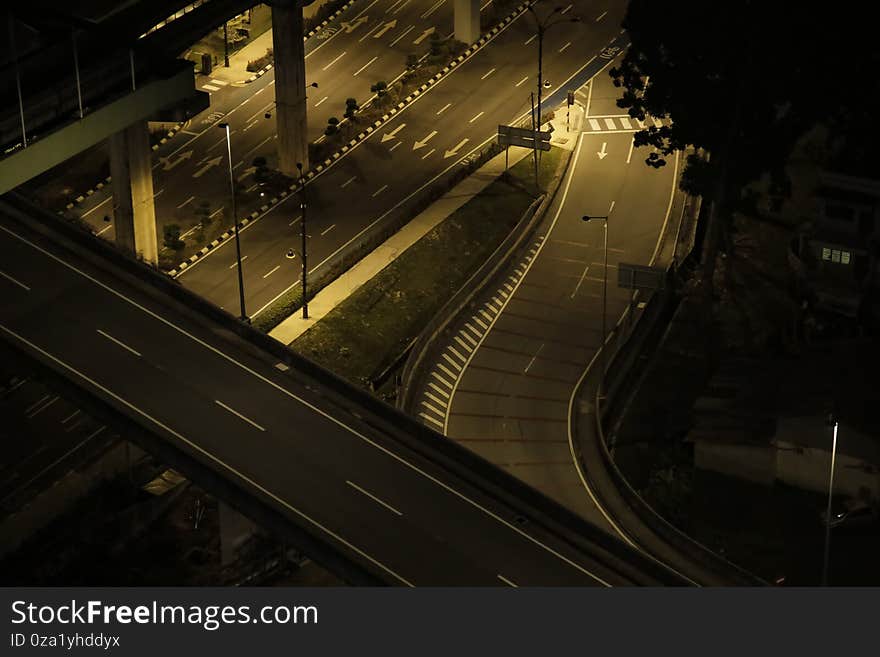 Empty road at night in Malaysia