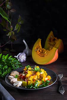 Image With Stewed Pumpkin. Royalty Free Stock Images