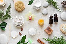 Natural Skin Care And Spa Set Stock Photos