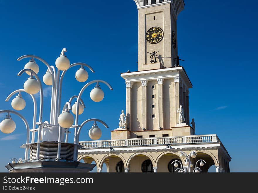 Northern River Terminal or Rechnoy Vokzal in Moscow, Russia. Monument of Soviet architecture, landmark of Moscow