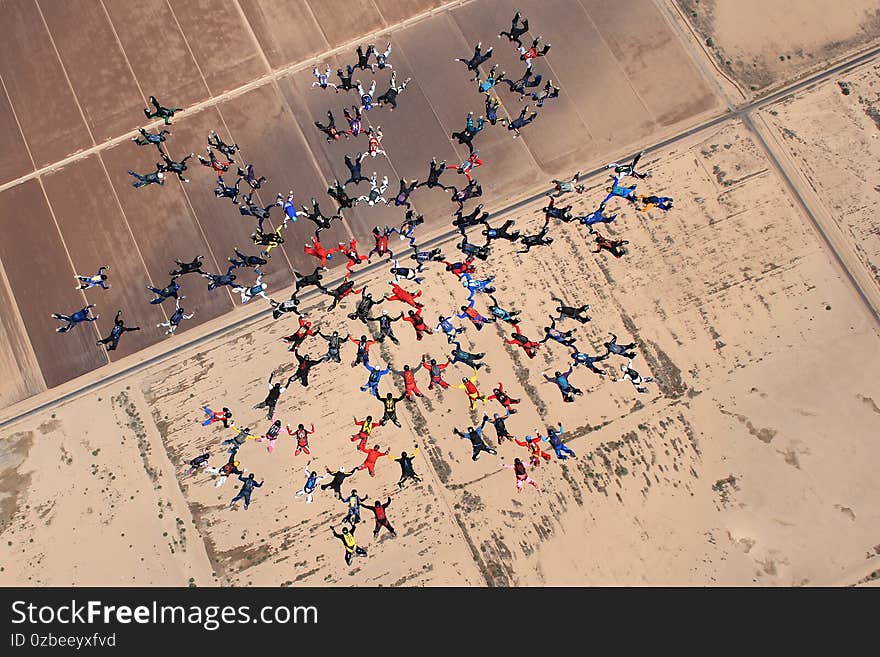 Sky Diving Large Group Formation USA