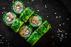 Sushi Roll With Fish And Rice Stock Photos