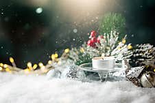 Christmas Decoration With Candles Stock Photo