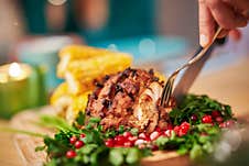 Christmas Ham Being Served On The Table Stock Photography