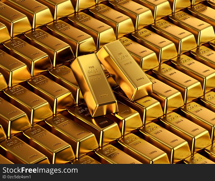 3d illustration of a gold bars. Business and finance concept.