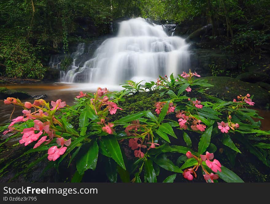 Man Dang Waterfall. Nature landscape of Phetchabun district in natural area. it is located in Thailand for travel trip on holiday and vacation background, tourist attraction