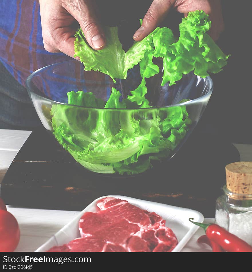 Home kitchen. Masterclass of healthy cooks during self-isolation