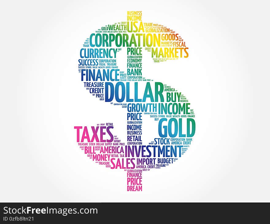 Dollar word cloud sign, business concept