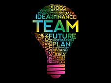 TEAM Bulb Word Cloud Collage Royalty Free Stock Photo