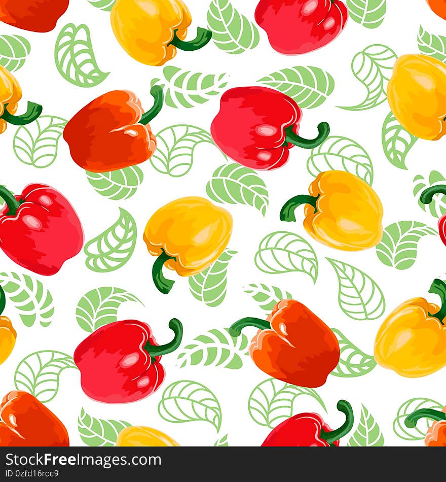 Pattern with leaves and peppers.