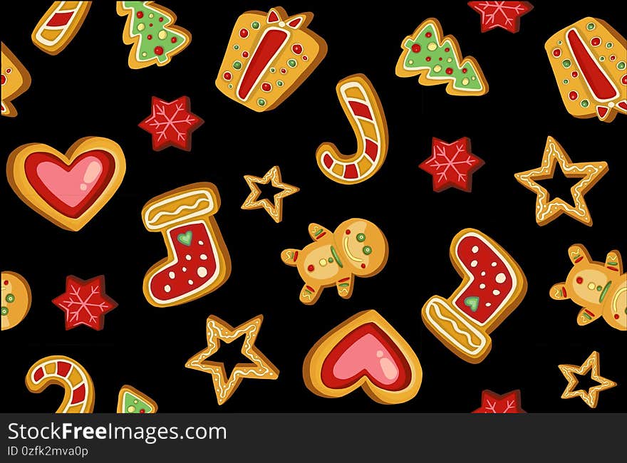 Colorful Christmas cookies seamless pattern