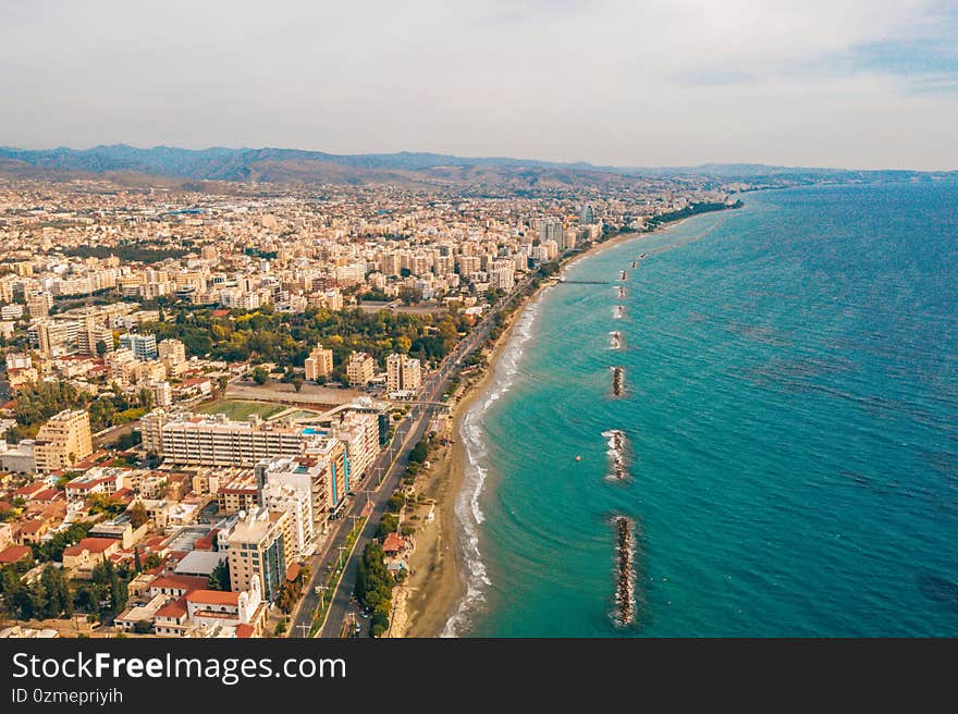 Aerial shot of the City of Nice in France