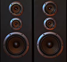 Two Great Loud Speakers, Black, Three Ways Stock Image