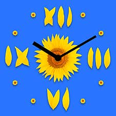 Dial With Arrows Of Sunflowers On A Blue Background Stock Images